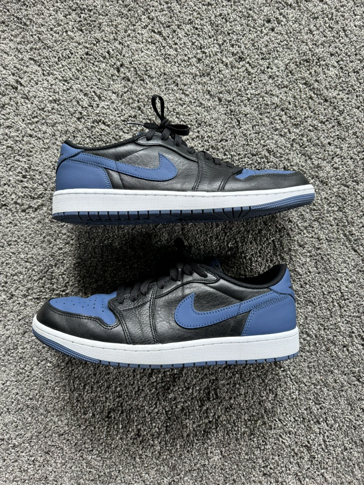 image of Nike Air Jordan 1 Mystic Navy Low Shoes in Blue, Men's (Size 12)