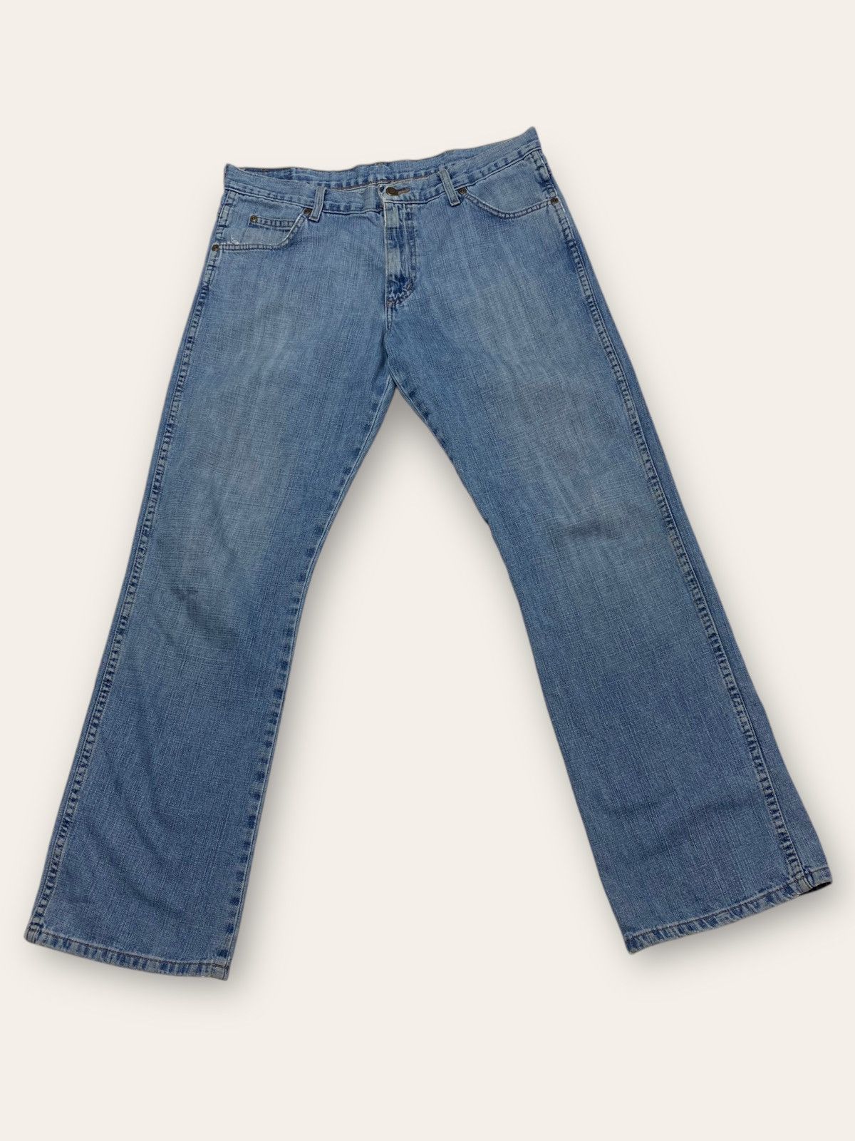 Jean Vintage WRANGLER Bootcut Light Blue Denim Jeans W35 L31 Size US 35 - 1 Thumbnail