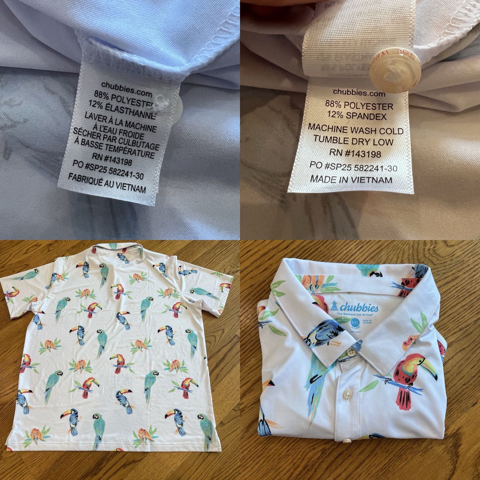 Chubbies Chubbies Polo Shirt Short Sleeve Parrot Graphic Print Hawaiian Tropical Multicolor 2XL Men Mens Size US XXL / EU 58 / 5 - 8 Thumbnail