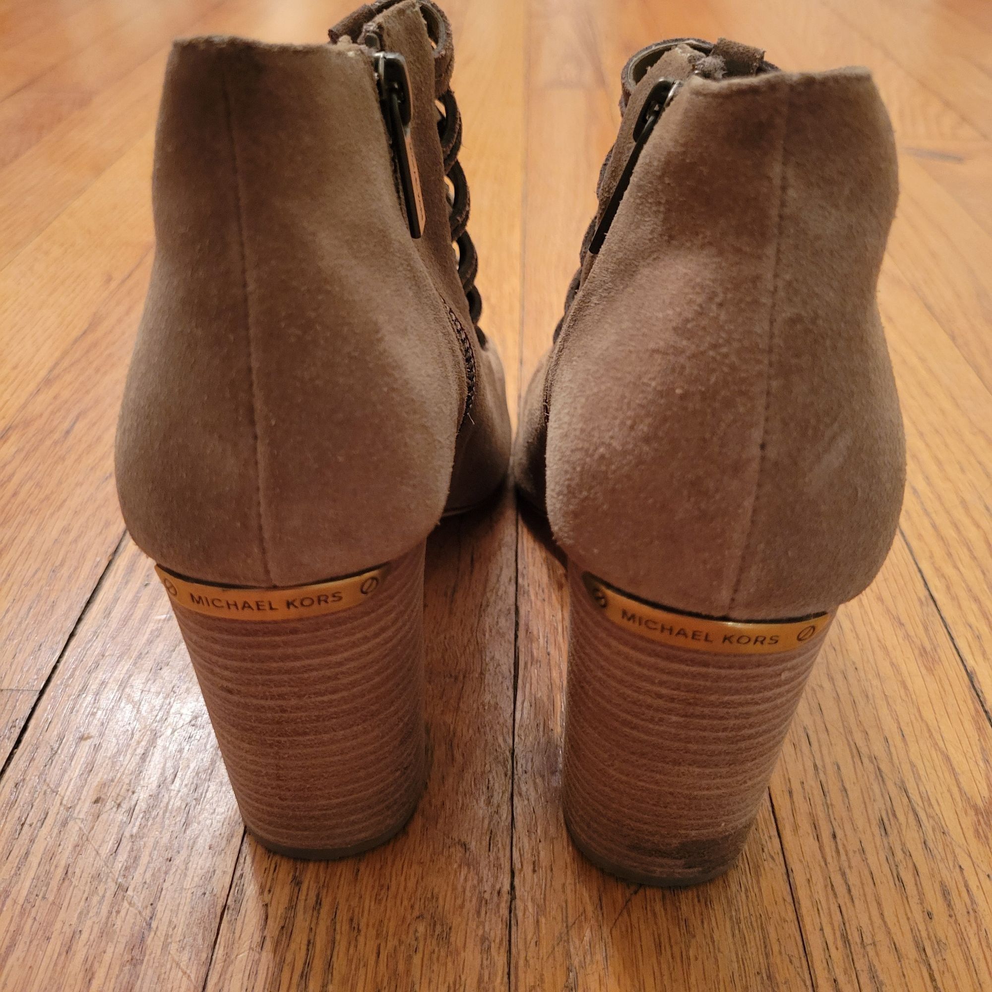 Michael Kors Michael Kors 6M WESTLEY Suede Leather Peep Toe Woven Ankle B Size US 6 / IT 36 - 4 Thumbnail