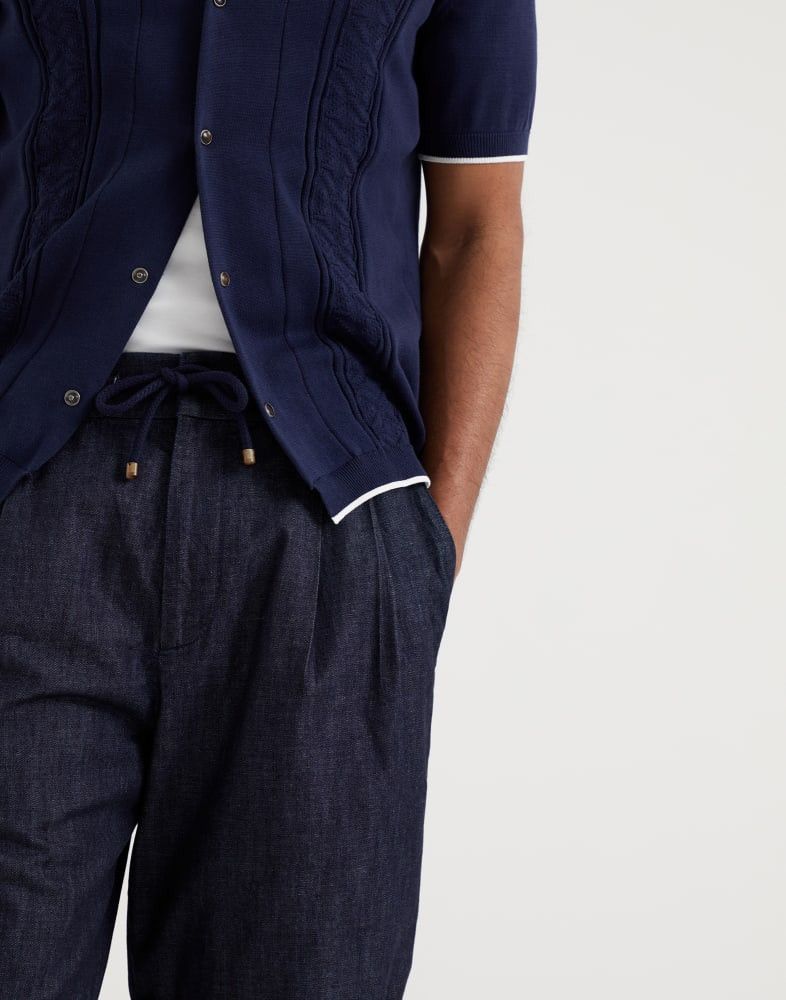 Brunello Cucinelli o1w1db10825 Dyed Denim Bermuda in Navy Blue Size US 36 / EU 52 - 4 Thumbnail