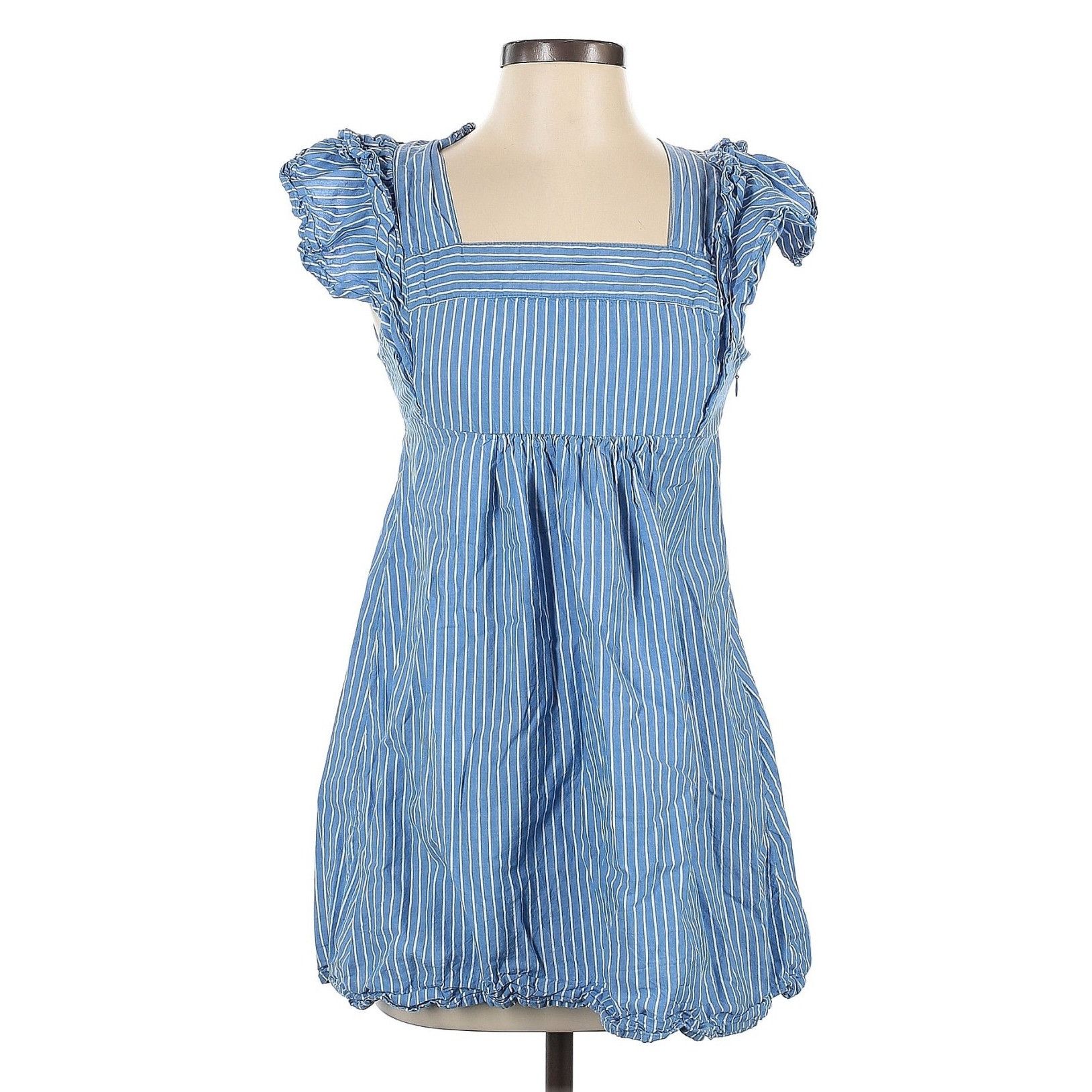 Urban Outfitters Urban Outfitters Blue White Striped Ruffled Babydoll Dress | Size S / US 4 / IT 40 - 2 Thumbnail