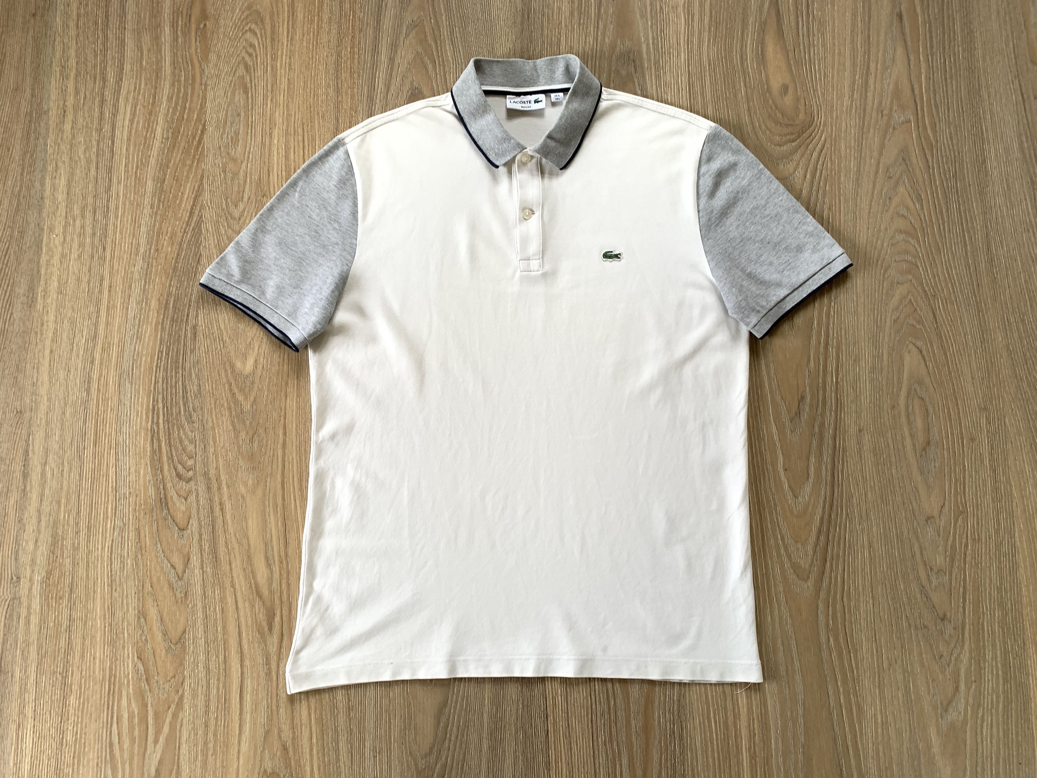 Lacoste × Vintage Vintage Lacoste Slim Fit White Grey Polo T Shirt Size US L / EU 52-54 / 3 - 2 Thumbnail