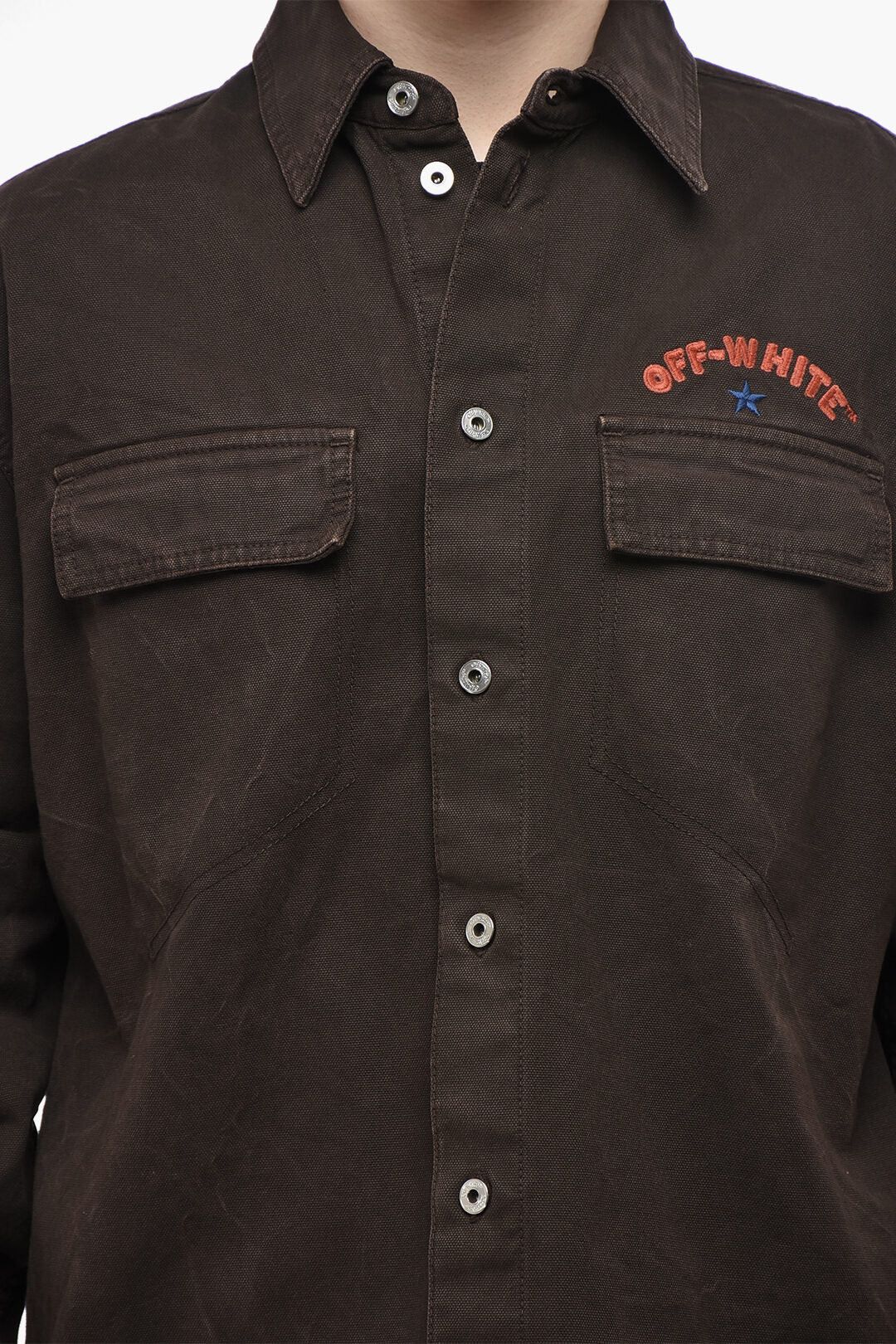 Off-White og1mm0526 Cotton Sahariana Overshirt in Brown Size US XS / EU 42 / 0 - 3 Thumbnail