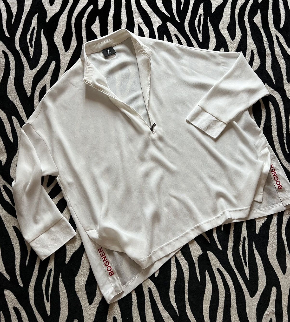 Bogner Bogner Munich blouse pullover 1/4 zip crepe-chiffon Size XL / US 12-14 / IT 48-50 - 2 Thumbnail