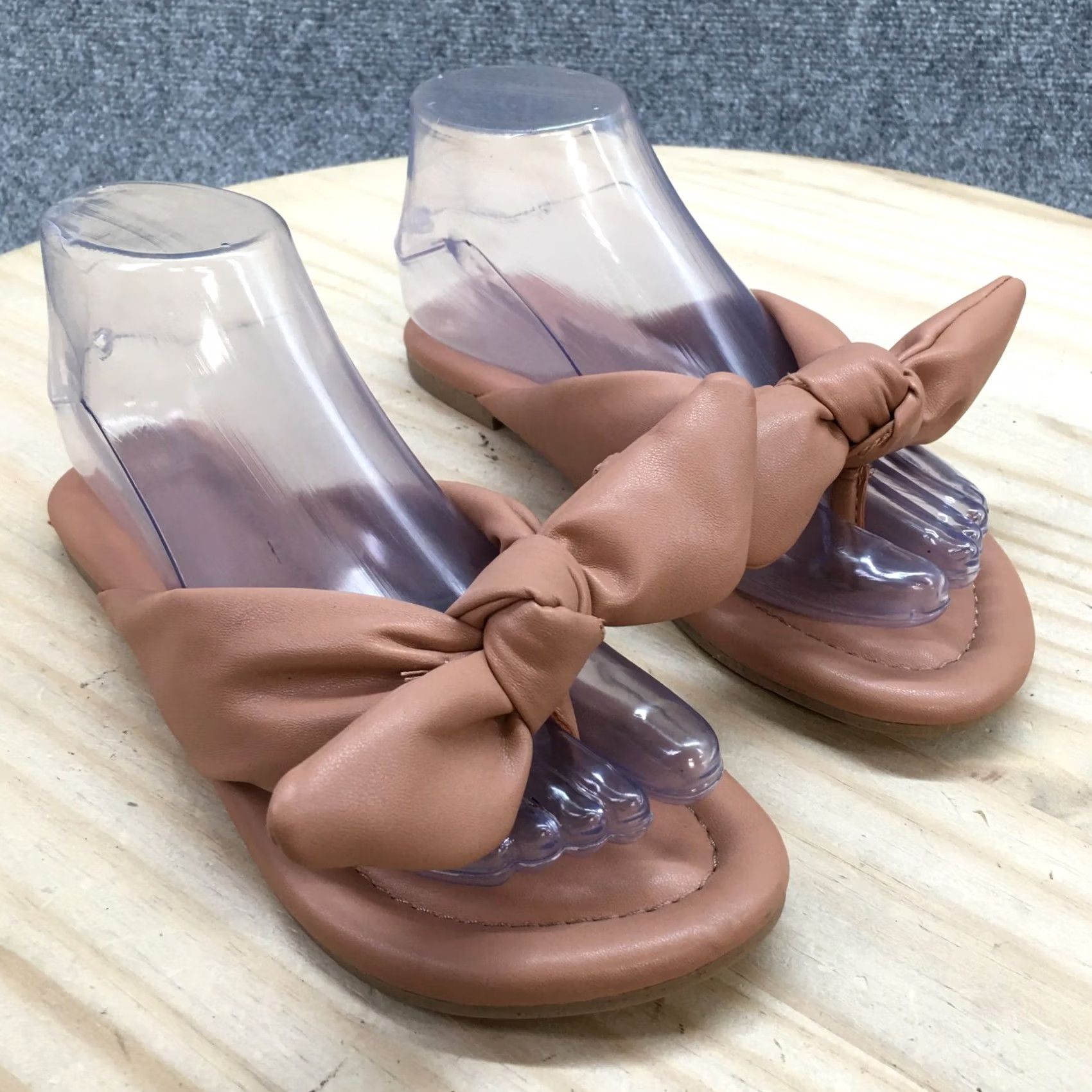 Vintage A New Day Sandals Womens 6.5 Flip Flop Comfort Brown Faux Leather Slip On Size US 7 / IT 37 - 6 Thumbnail