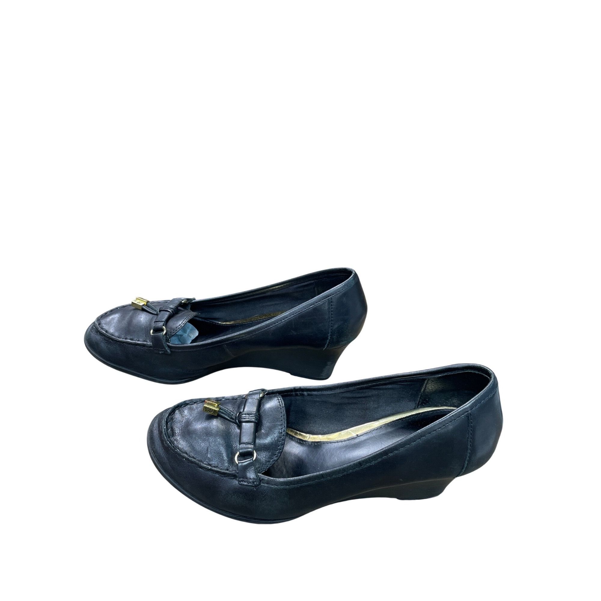 Ralph Lauren Ralph Lauren Lauren Womens Black Leather Wedge Heels Size 7. Size US 7.5 / IT 37.5 - 3 Thumbnail
