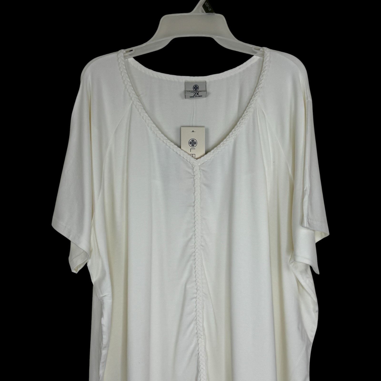 Other Laurie Felt 2X White Bamboo Blend V-Neck Tunic Top Size XXL / US 16-18 / IT 52-54 - 3 Thumbnail