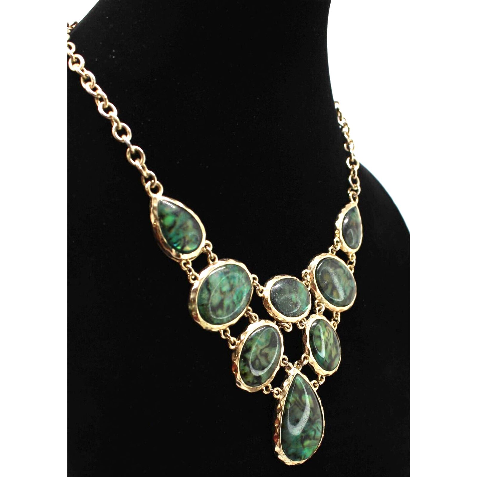 Monet Vintage Monet Bib Set • Necklace Earrings • Green Faux Shell Size ONE SIZE - 2 Thumbnail