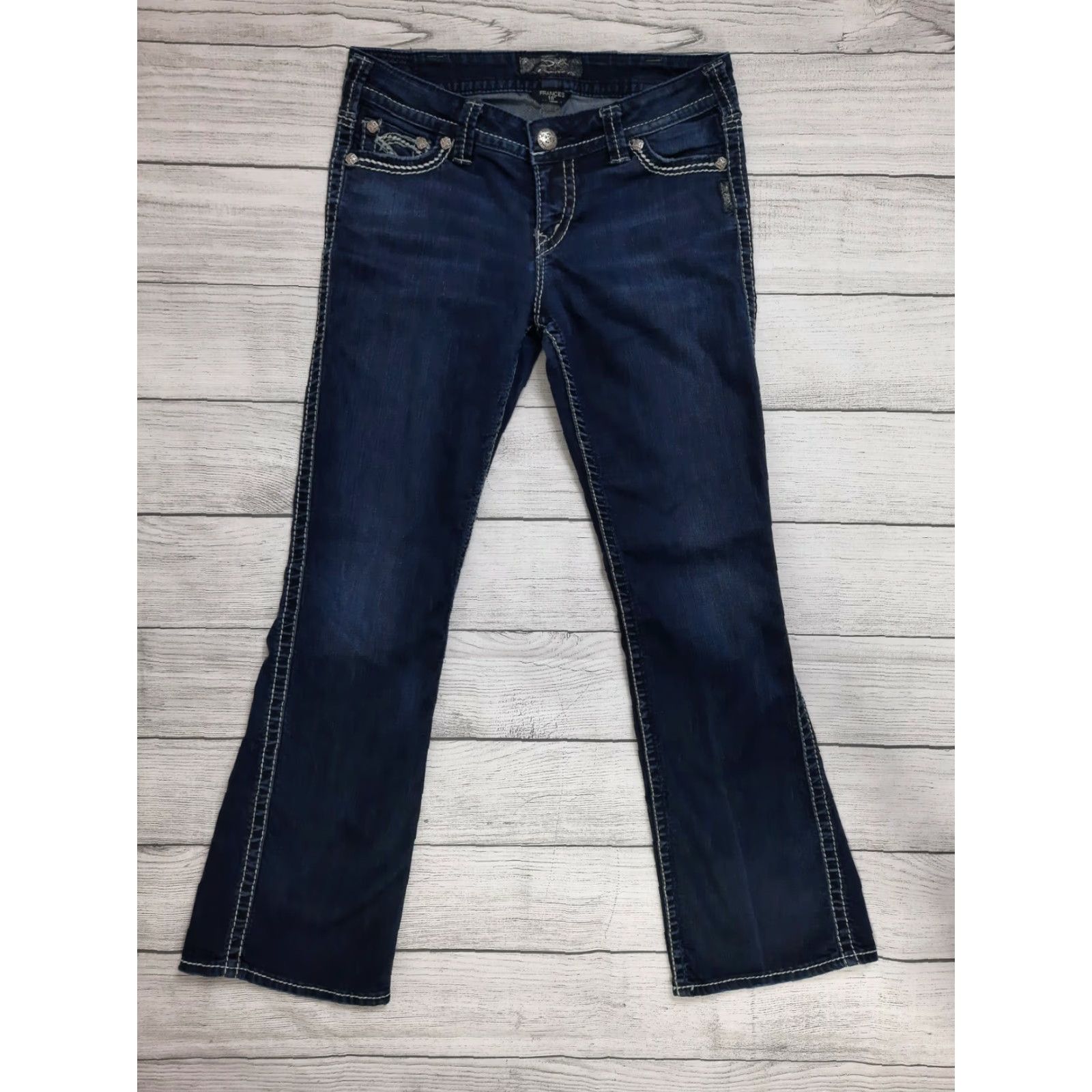 Silver Jeans Co. VINTAGE Silver Jeans Frances Jeans 27x35 Women Denim Bootcut Stretch Blue 90s? (Note: This needs to be only from original words; adjust.) Size 27" / US 4 / IT 40 - 4 Thumbnail