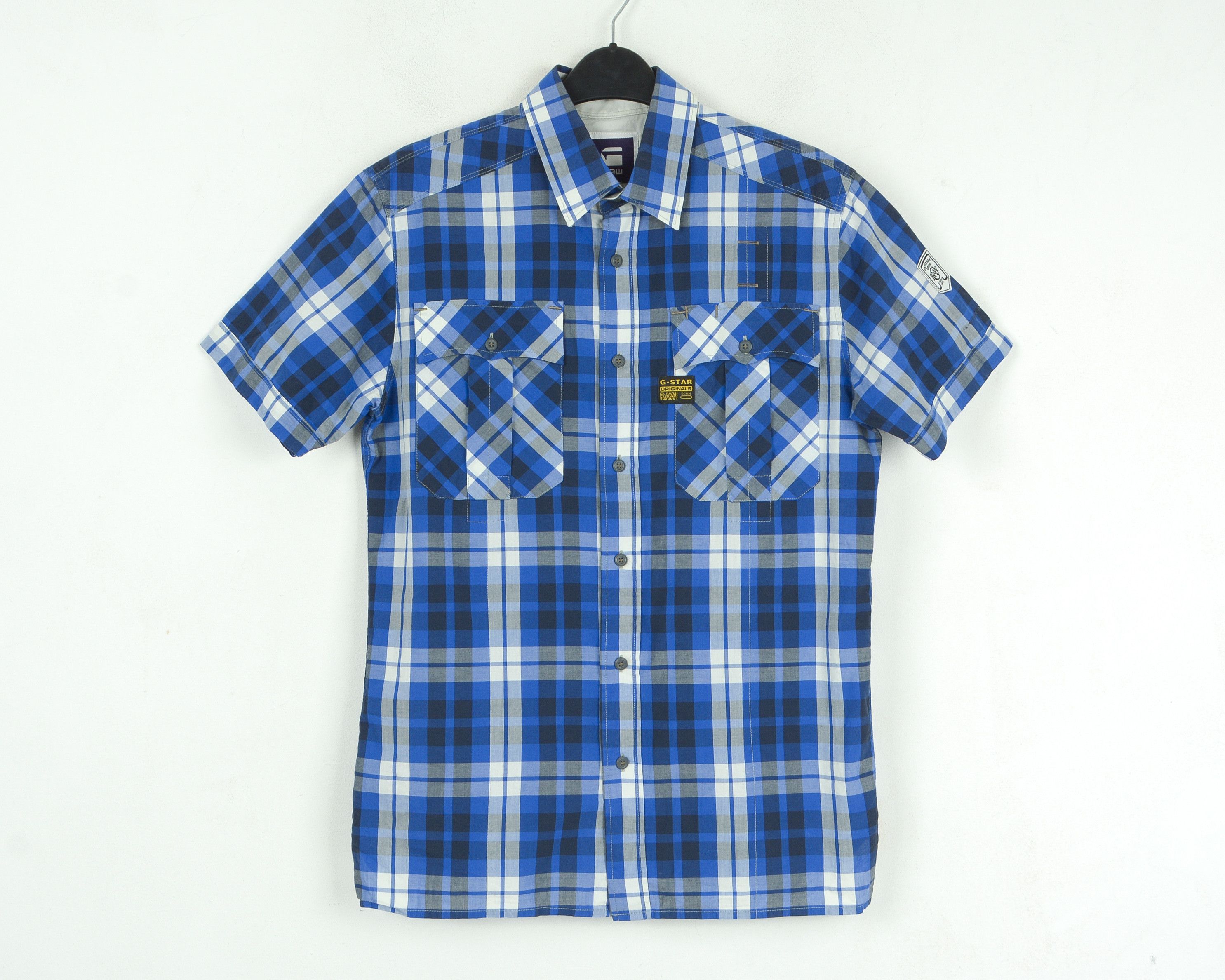 G-Star Tunn Hillstand Shirt M Short Sleeved Casual Checked Blue Top Size US M / EU 48-50 / 2 - 1 Thumbnail