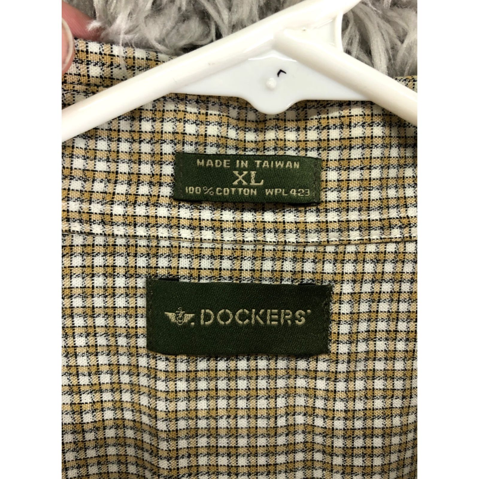 Dockers DOCKERS Mens XL Beige Plaid Long Sleeve Button Down Collar Shirt Size US XL / EU 56 / 4 - 6 Thumbnail