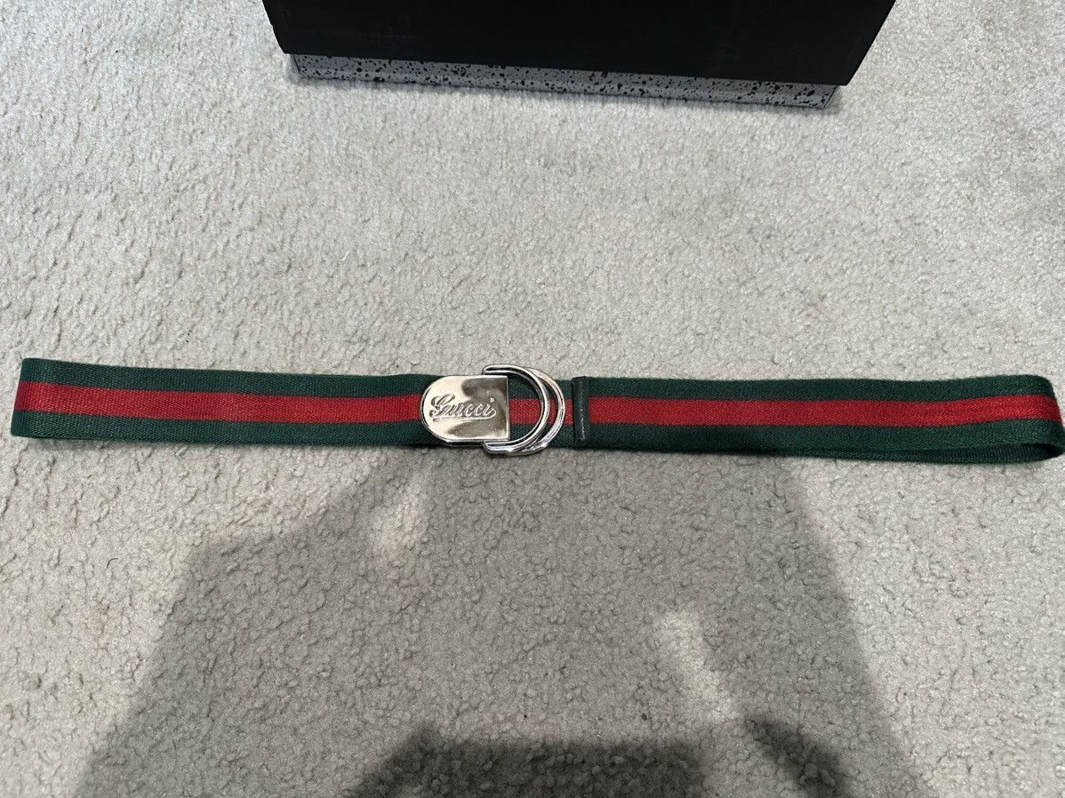 Gucci Gucci Logo Engraved Web Signature Buckle Belt Size 34 - 1 Thumbnail