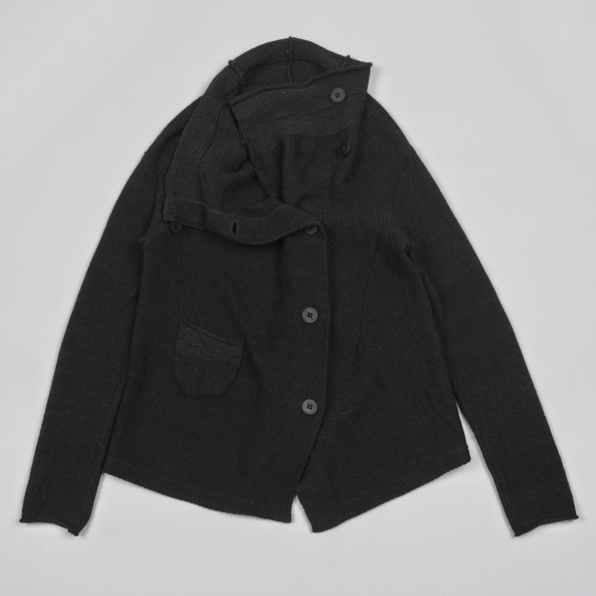 image of Transit Par Such Linen Oversize Asymmetric Cardigan Sweater in Black, Women's (Size Large)