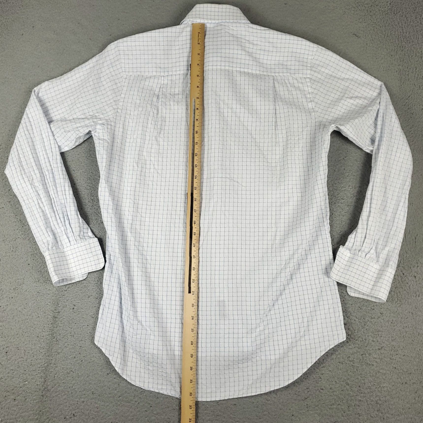 David Donahue David Donahue Shirt Mens Size 16 White Blue Check Dress Button Up Long Sleeve Shirt Dress Shirt White Cotton Woven Size 42R - 4 Thumbnail