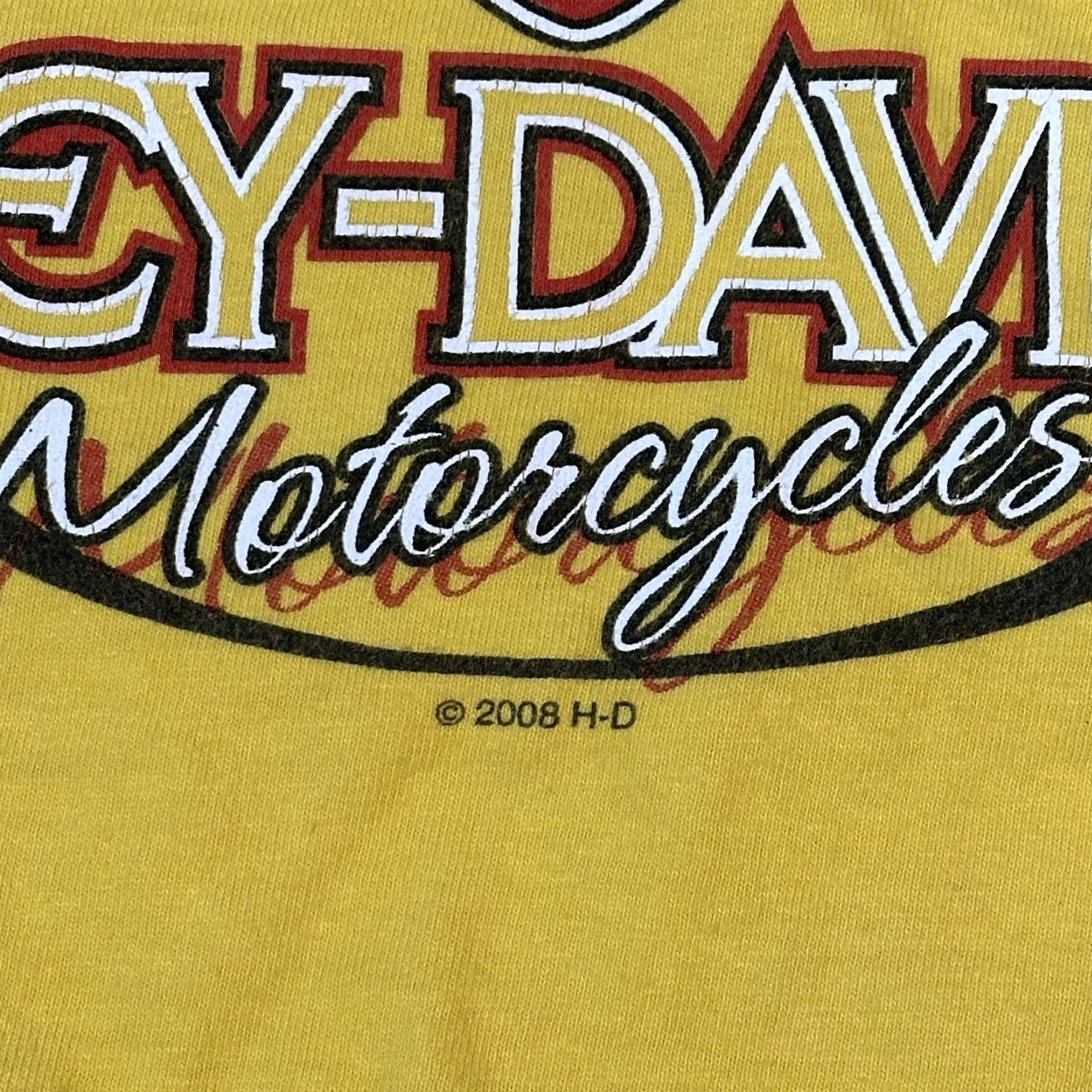 Harley Davidson Harley-Davidson American Legend Tee Shirt Mens 3XL Yellow Pinup Girl in Mines with Pick Ax USA Made 2008 Size US XXL / EU 58 / 5 - 5 Thumbnail