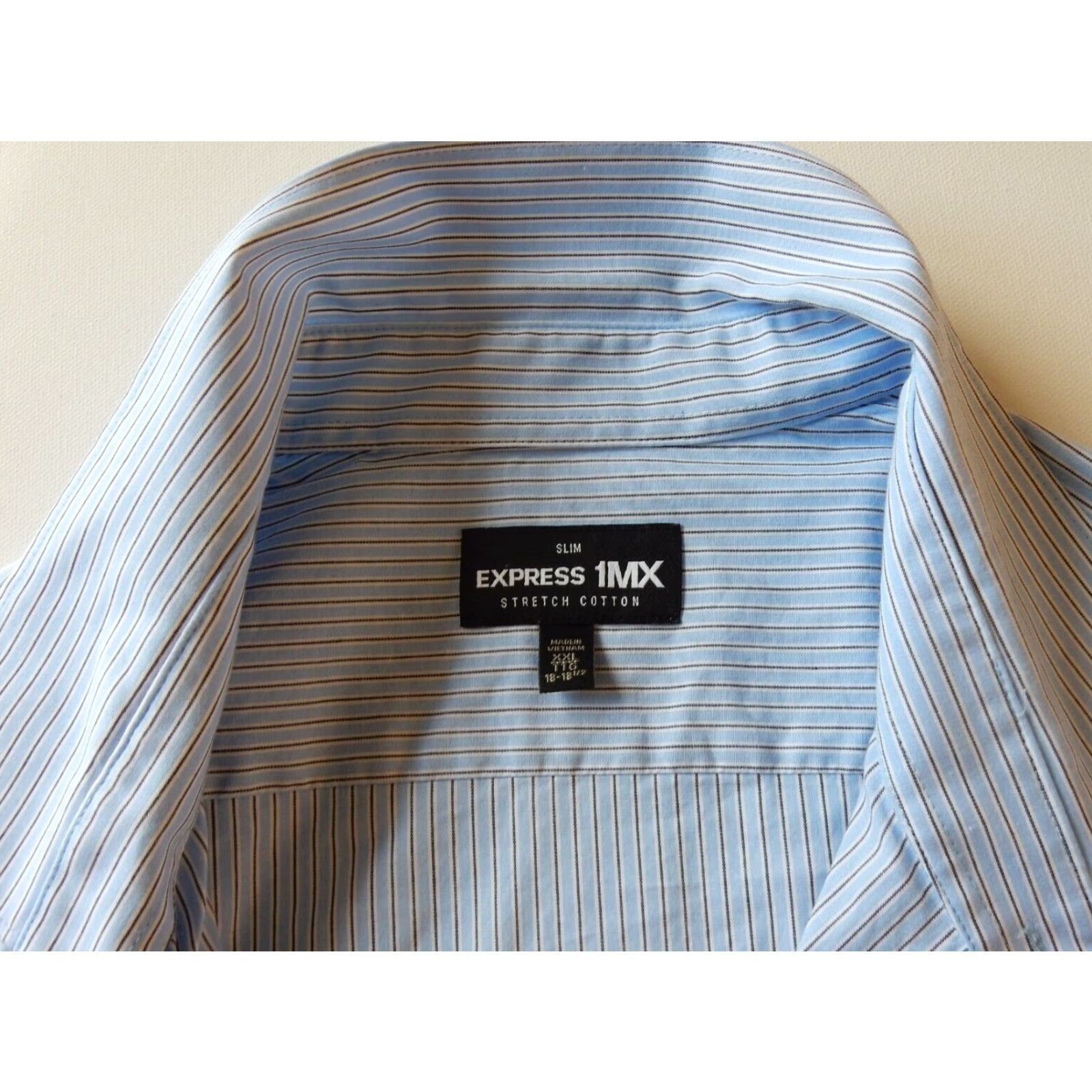Express VINTAGE Express Men's Long Sleeve Button-Up Shirt Size XXL Blue Striped Cotton Size US XXL / EU 58 / 5 - 6 Thumbnail