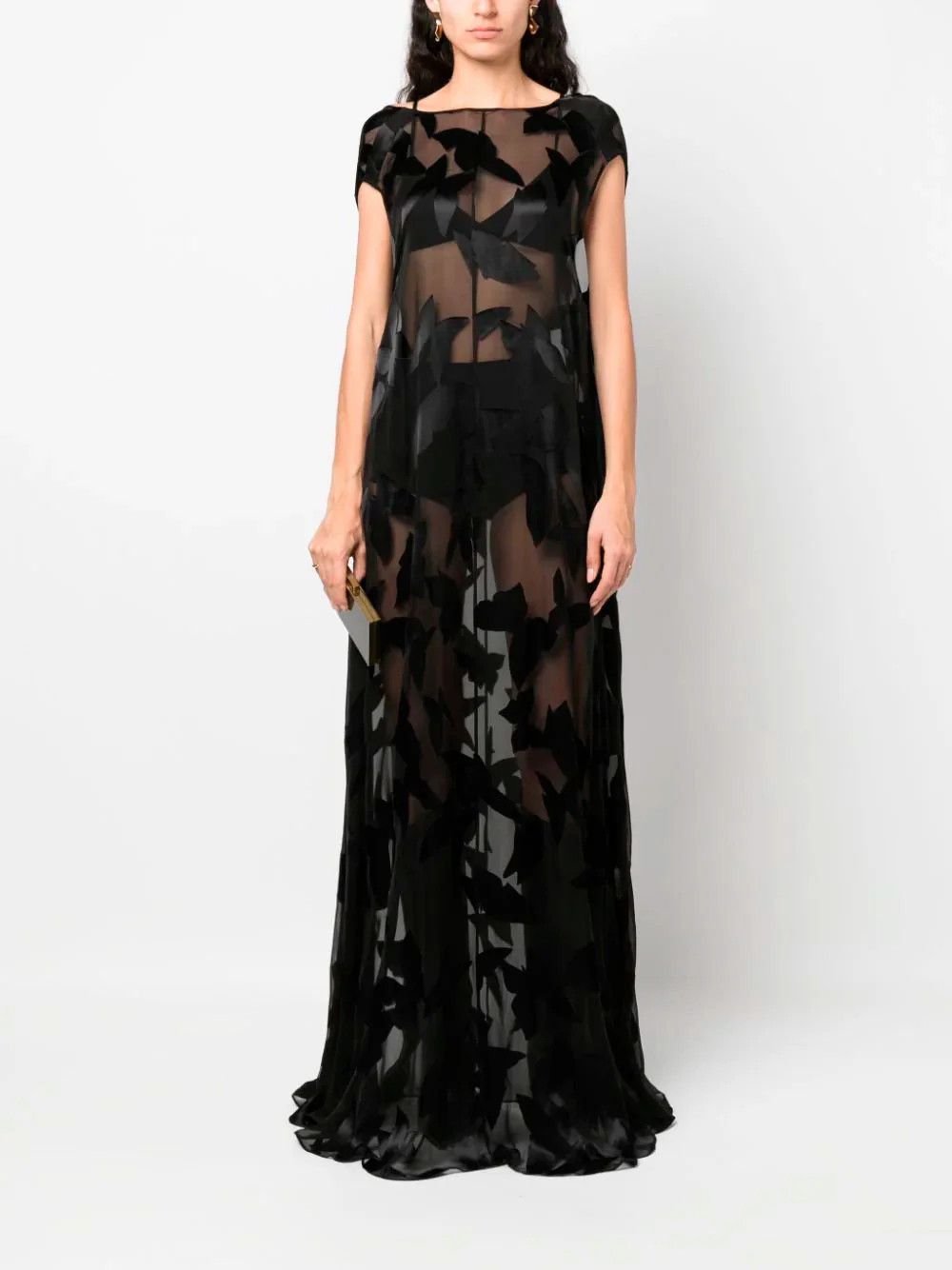 Saint Laurent Paris o1s1wg111124 756950 Long Dress in Dévoré Butterfly Muslin Size M / US 6-8 / IT 42-44 - 2 Thumbnail