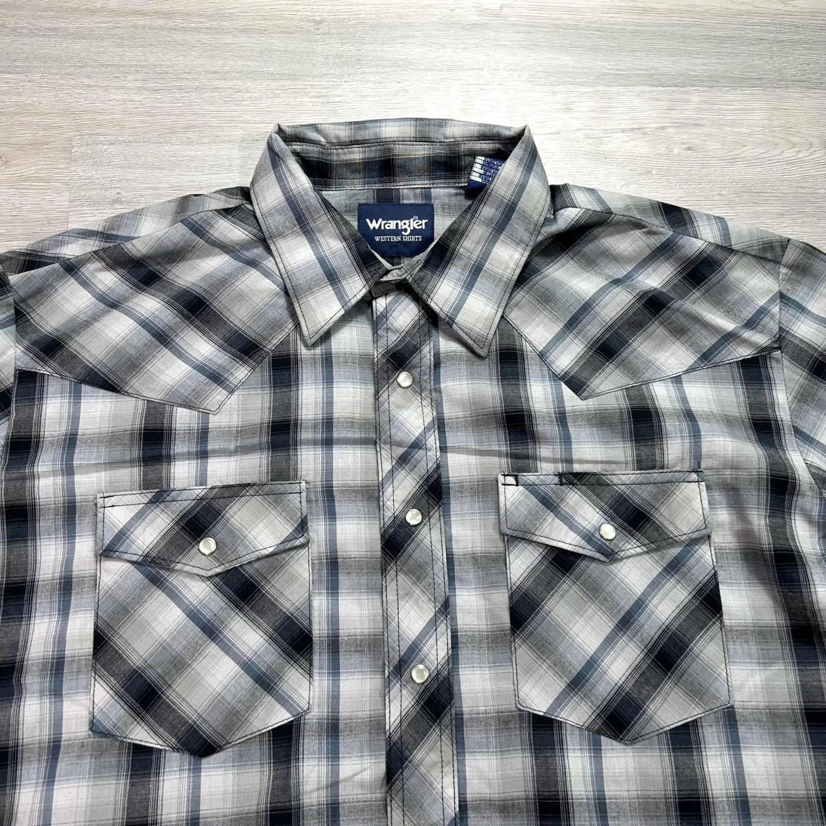 Wrangler Wrangler Shirt Mens XL Gray Plaid Long Sleeve Western Snap Button Casual Size US XL / EU 56 / 4 - 5 Thumbnail