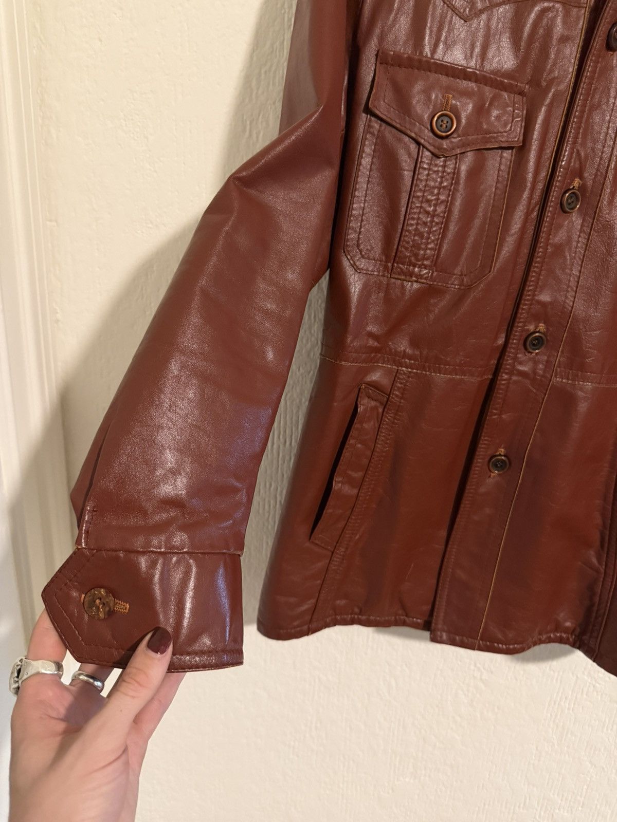 Vintage Vintage oxblood flannel lined leather jacket size M Size US M / EU 48-50 / 2 - 2 Thumbnail