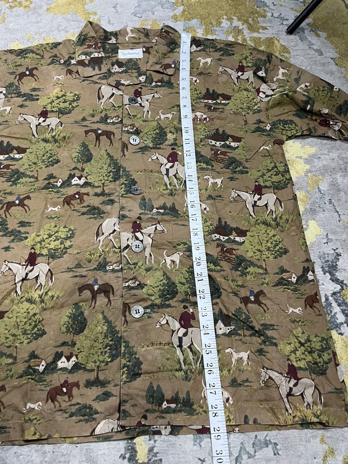 Vintage Vintage Burberrys Equestrian Horse Print Shirt AOP Size US L / EU 52-54 / 3 - 9 Thumbnail