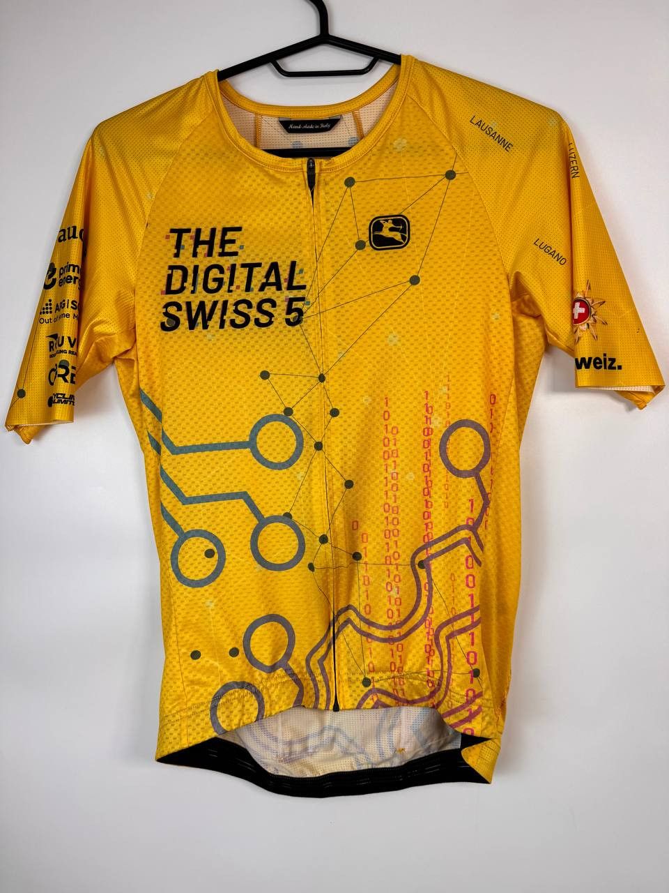 GIORDANA THE DIGITAL SWISS 5 CYCLING JERSEY YELLOW SIZE M