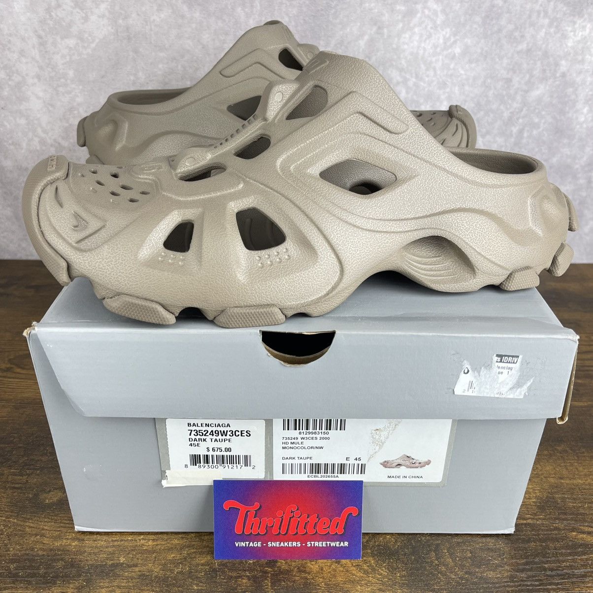 Balenciaga NEW Balenciaga HD Mule Dark Beige Mens Designer Slip-On Shoe Size US 12 / EU 45 - 1 Thumbnail