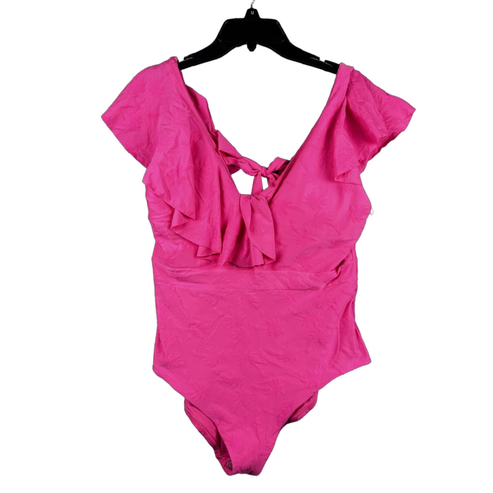 Trina Turk Trina Turk Swimsuit Womens 14 Pink Ruffle One Piece Tie Back ...