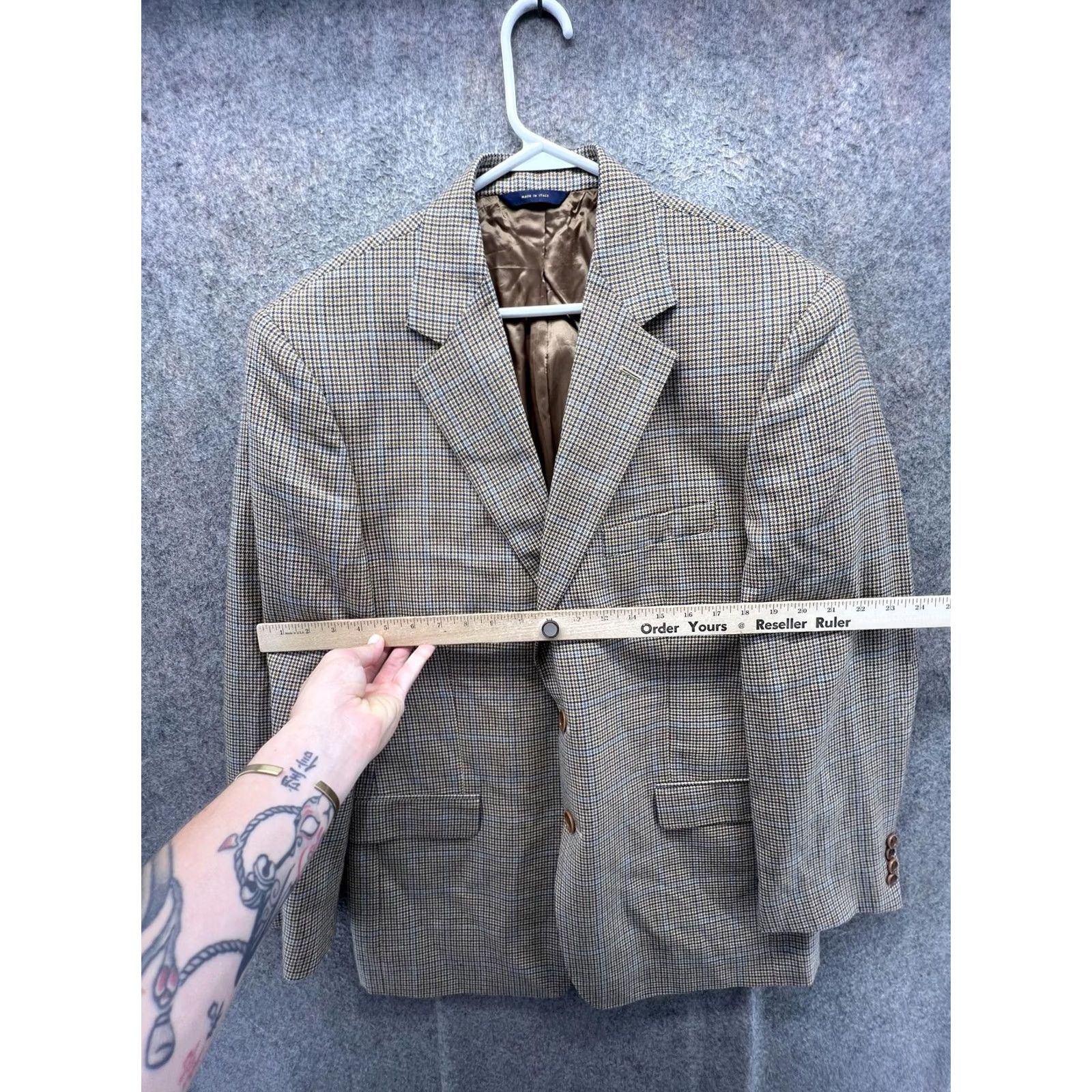 Brooks Brothers Brooks Brothers Sport Coat Mens Large 41R Brown Tweed Check Jacket Italy Blazer Coat Suit Jacket Size 42R - 4 Thumbnail