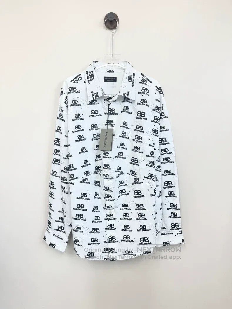Balenciaga Balenciaga White double B graffiti letter logo long-sleeve Size XS / US 0-2 / IT 36-38 - 1 Thumbnail