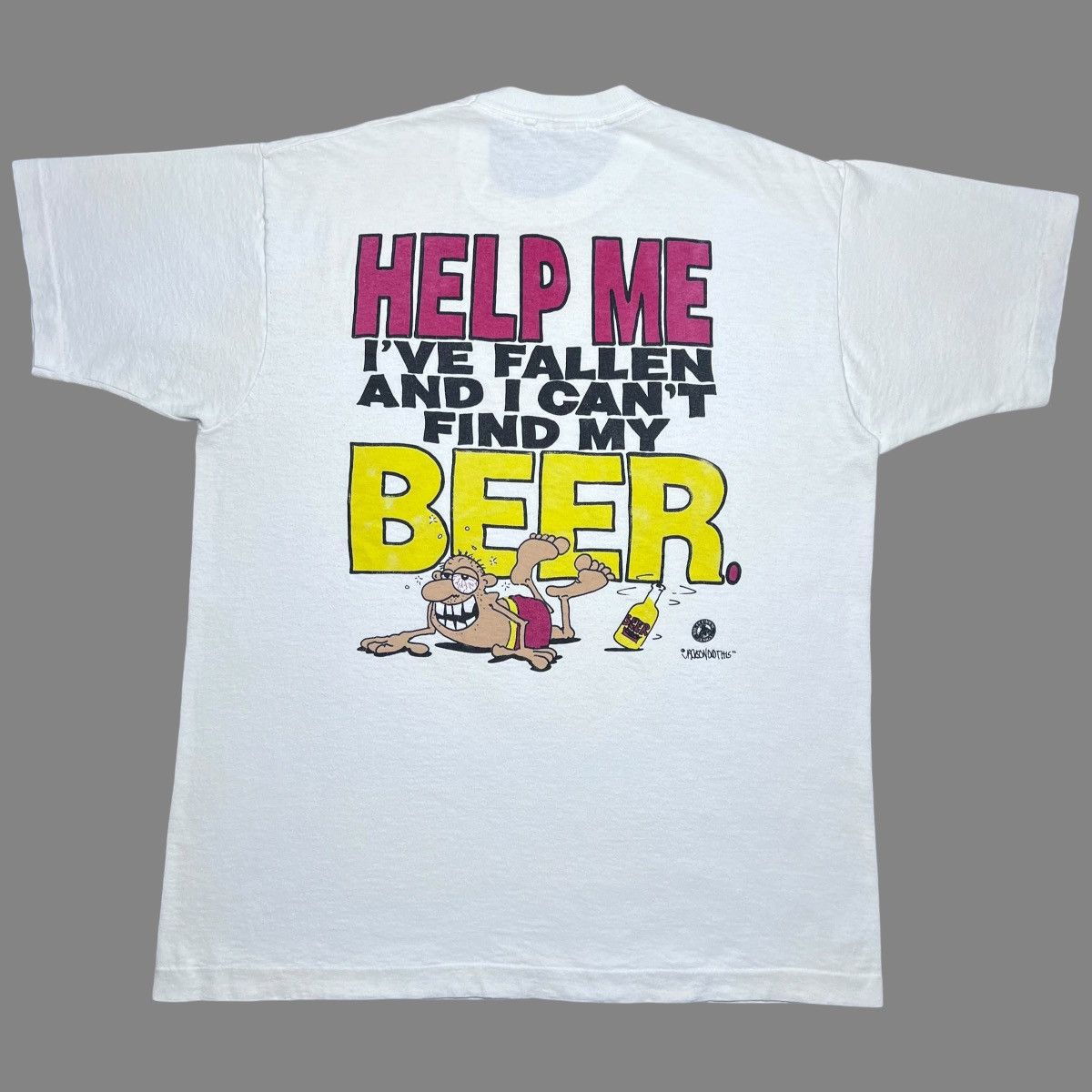 Vintage 1990s Party On Activewear Help Me I Can’t Find My Beer Tee Size US XL / EU 56 / 4 - 1 Thumbnail