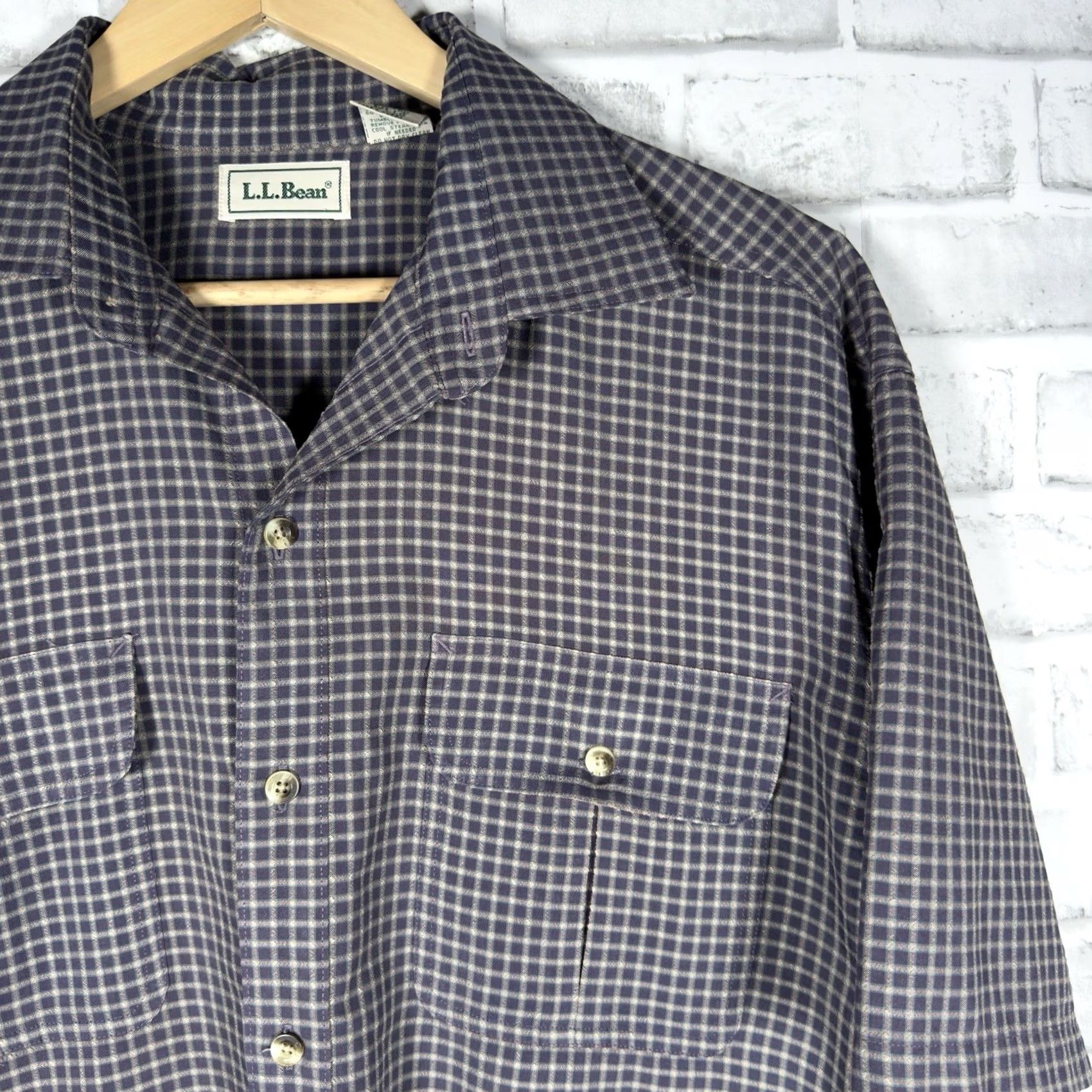 Vintage L.L. Bean Mens L Polyester Blend Plaid Short Sleeve Button Down Size Size US 33 - 2 Thumbnail