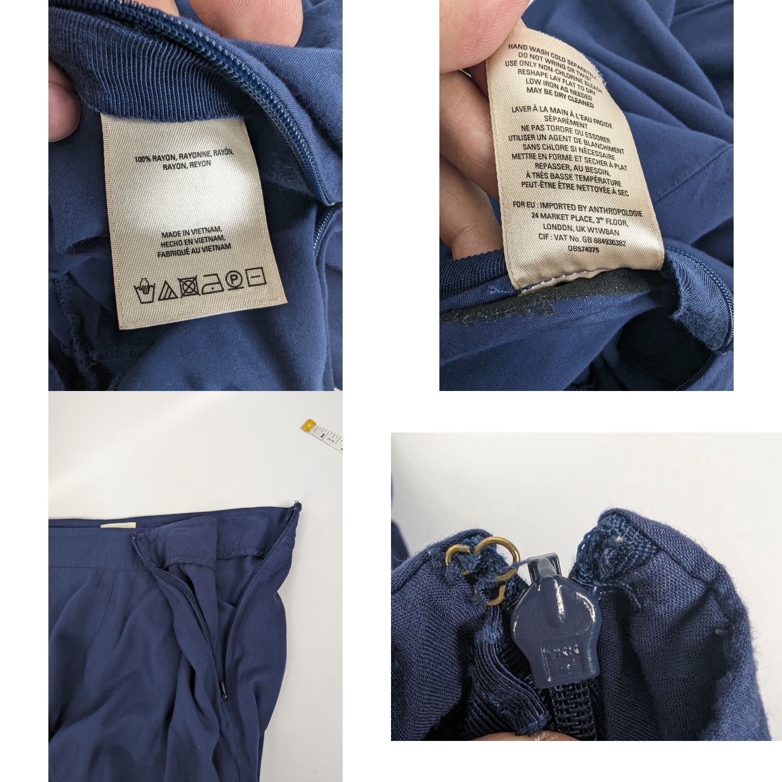 Vintage VINTAGE Maeve Anthropologie Canna Culotte Navy Blue High Rise Wide-Leg Pants Womens 12 Size 34" / US 12 / IT 48 - 9 Thumbnail