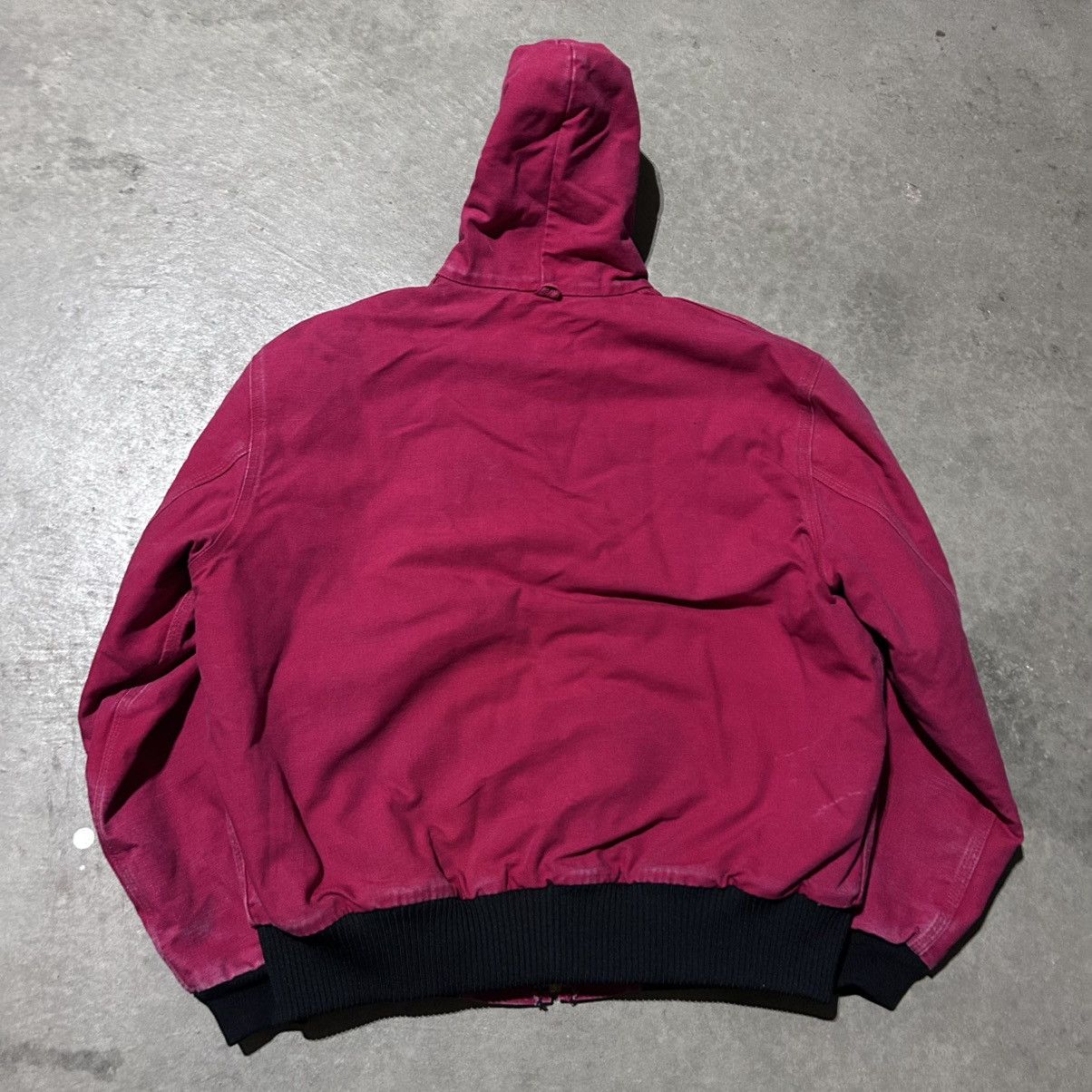 Carhartt Vintage 90s Carhartt Cherry Red Hooded Jacket XL Size US XL / EU 56 / 4 - 2 Thumbnail