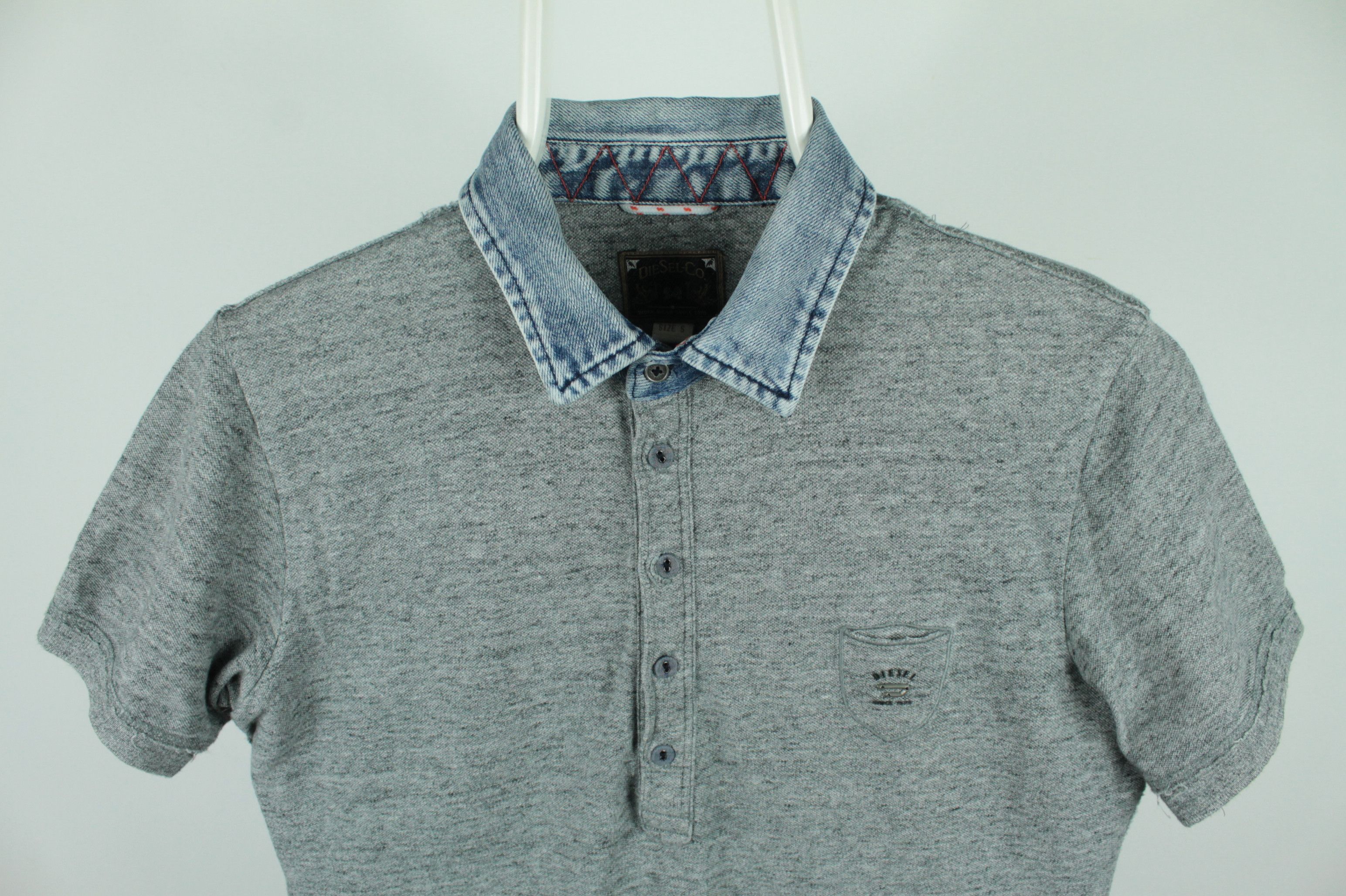 Diesel Diesel Gray Cotton Denim Collar Polo Shirt Men's Size US S / EU 44-46 / 1 - 2 Thumbnail