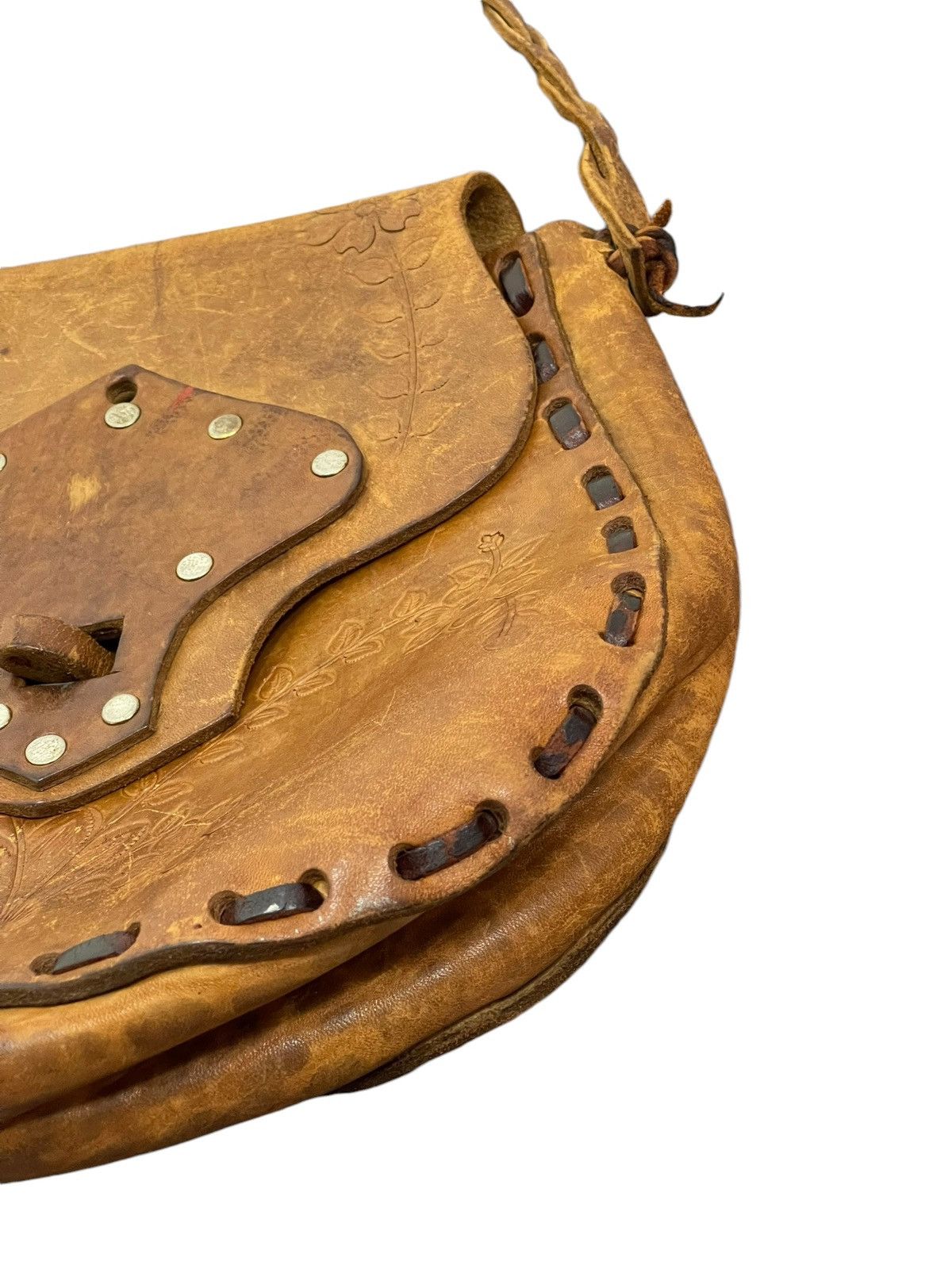 Genuine Leather Full Leather Patina Unknown Handmade Shoulder Bag 9🟩 Size ONE SIZE - 8 Thumbnail