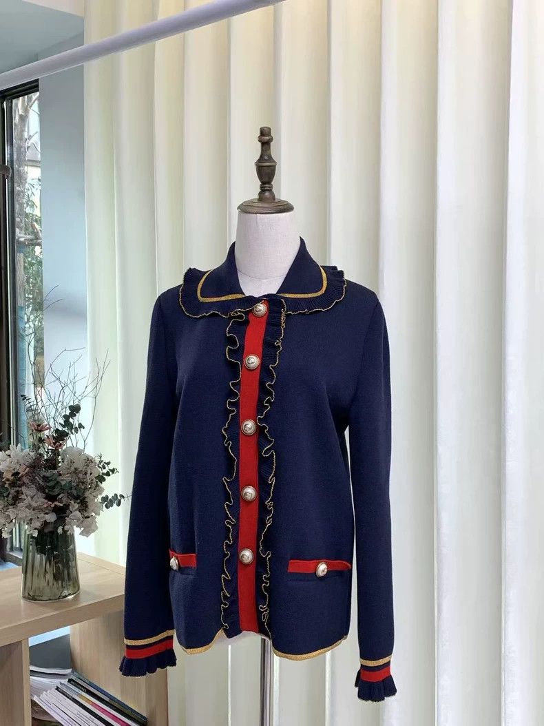 Gucci Gold edge logo button knitted jacket 2501-Nextarrow
