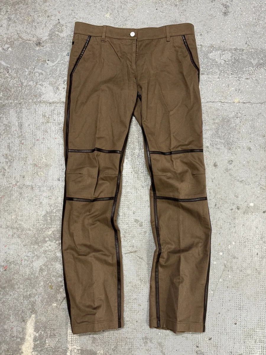 Prada 2000s Prada Hybrid Brown Leather Structured Lines Zip Pants Size US 30 / EU 46 - 1 Thumbnail