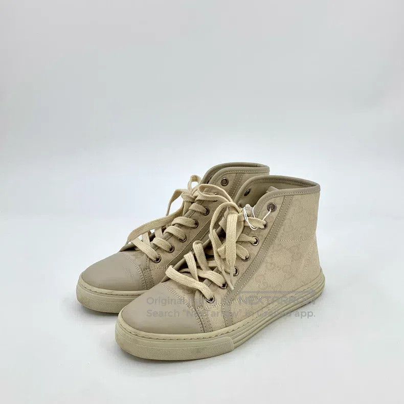 Gucci Gucci Brown logo old flower lacing casual high-top shoes b Size US 4 / IT 34 - 1 Thumbnail