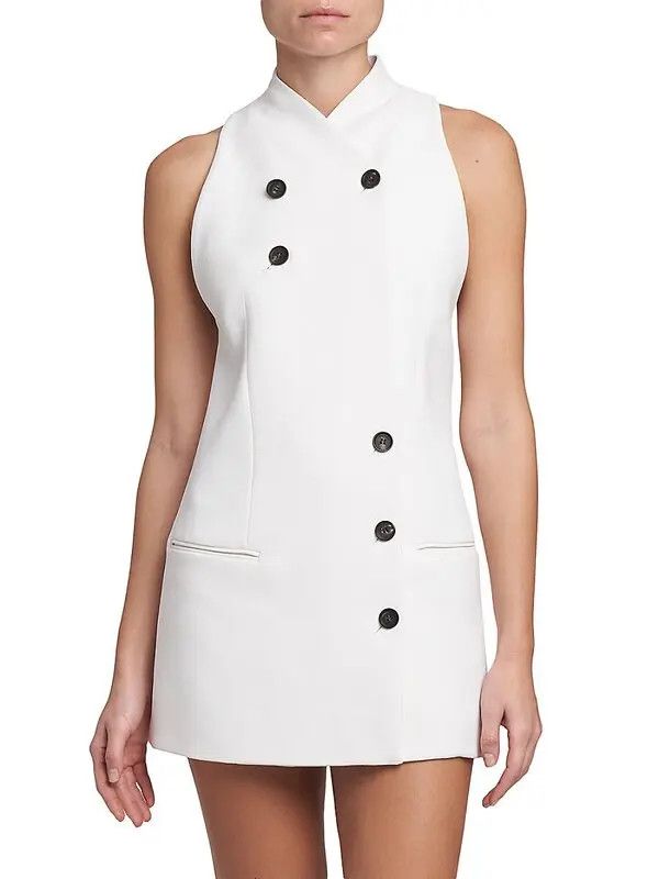 Salvatore Ferragamo o1s1rm0924 Mini Dress in White Size L / US 10 / IT 46 - 3 Thumbnail