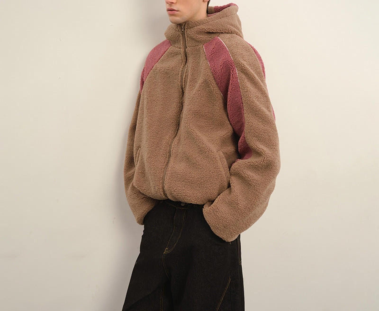 Other Brown and Gray Colorblock Fleece Jackets, Men's Outerwear Size US M / EU 48-50 / 2 - 1 Thumbnail