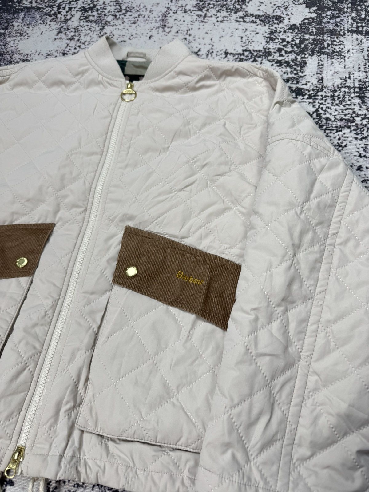 Barbour × Japanese Brand × Vintage Barbour Jacket Bomber with pattern Beige 36 S womens Size US S / EU 44-46 / 1 - 4 Thumbnail