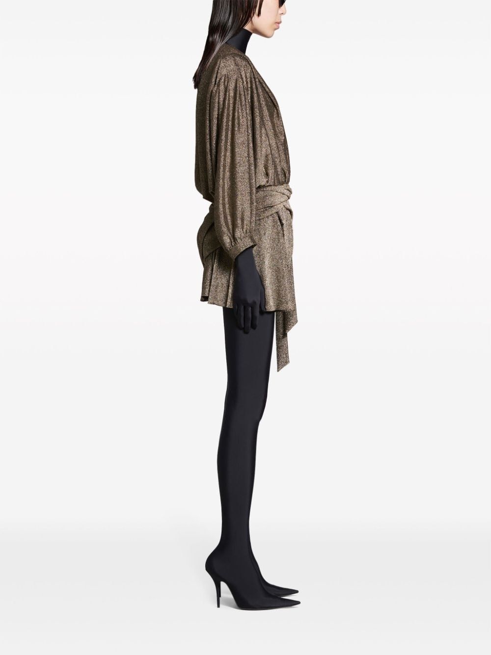Balenciaga oc11z0825 V-Neck Mini Dress in Black/Gold-Tone Size XS / US 0-2 / IT 36-38 - 3 Thumbnail