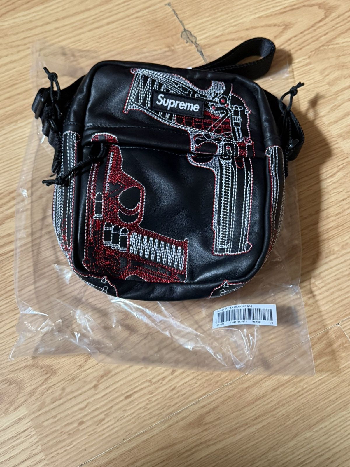 Supreme Supreme Guns Embroidered Leather Shoulder Bag Black | Grailed