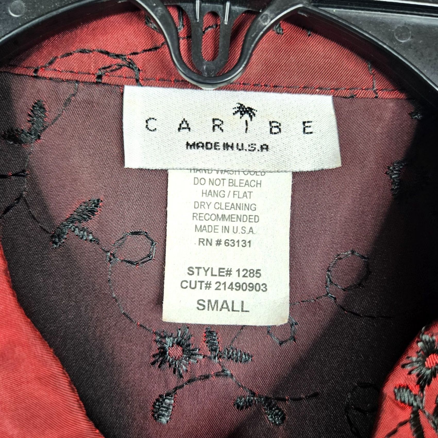 Vintage Caribe Shirt Women's Red Floral Embroidered Button-Up Long Sleeve Sz S Size S / US 4 / IT 40 - 7 Thumbnail