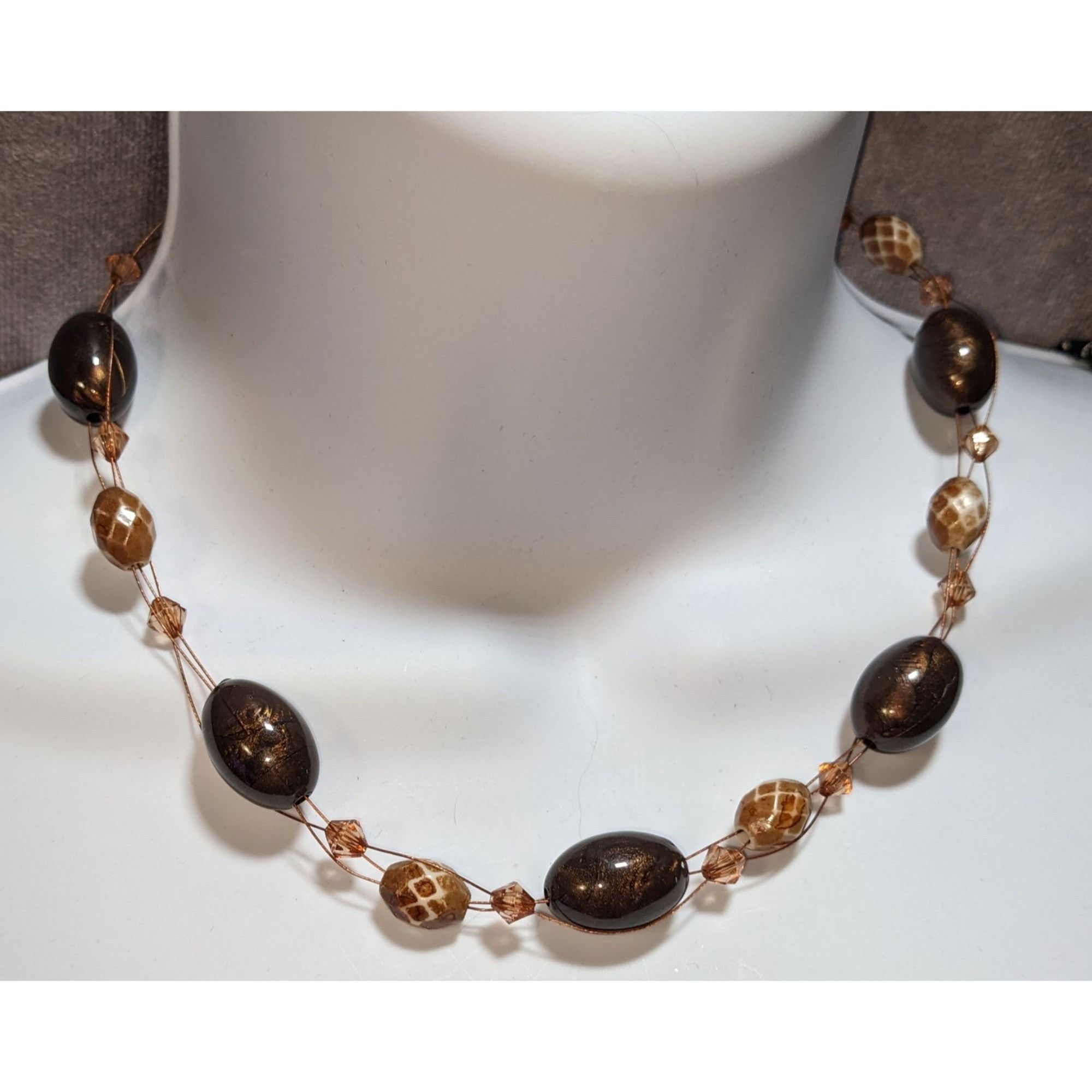 Other Bohemian Brown & Gold Beaded Necklace With Giraffe Print Bea Size ONE SIZE - 4 Thumbnail