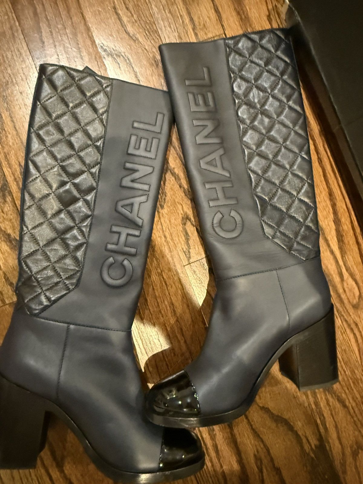 Chanel CHANEL 19B Leather Knee High Tall Boots Heels Size US 8.5 / IT 38.5 - 2 Thumbnail