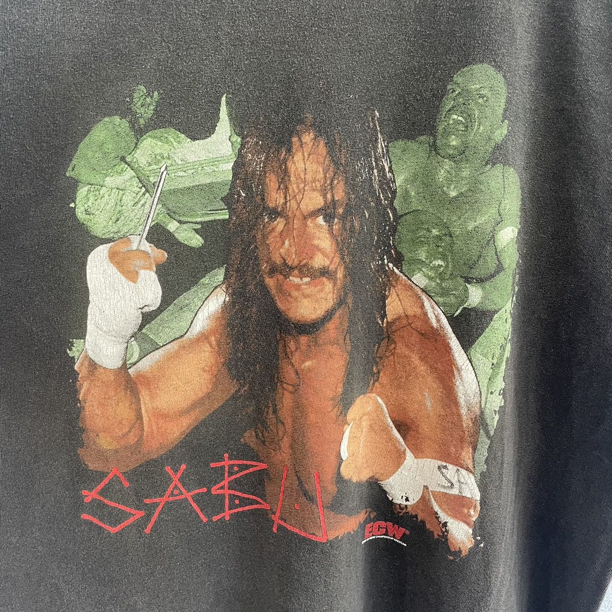 Vintage Vintage 90s ECW Sabu homicidal tshirt Size US L / EU 52-54 / 3 - 3 Thumbnail