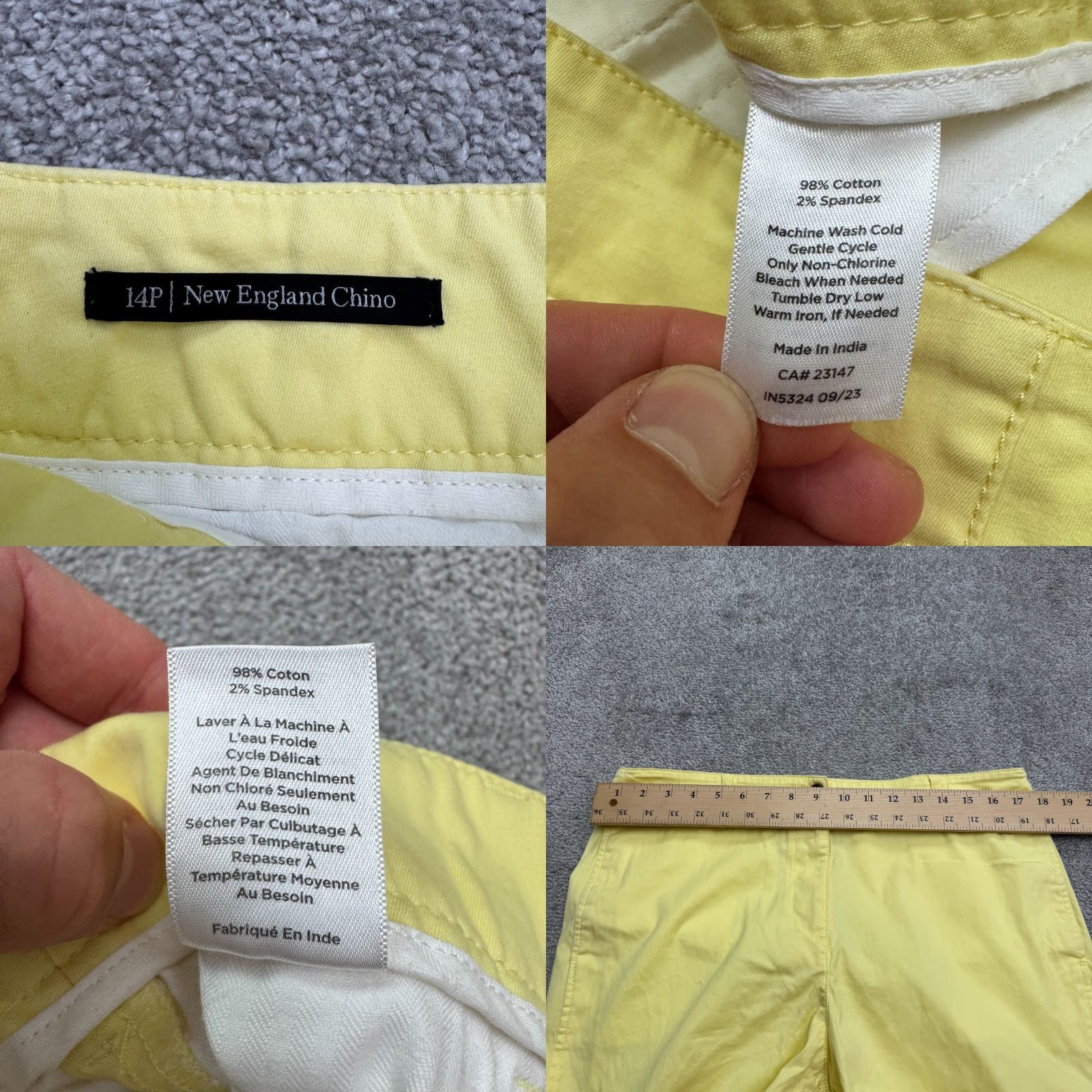 Talbots Talbots Chino Wide Leg Pants Women 14P Yellow High Rise Cotton Casual Workwear Size 36" / US 14 / IT 50 - 8 Thumbnail
