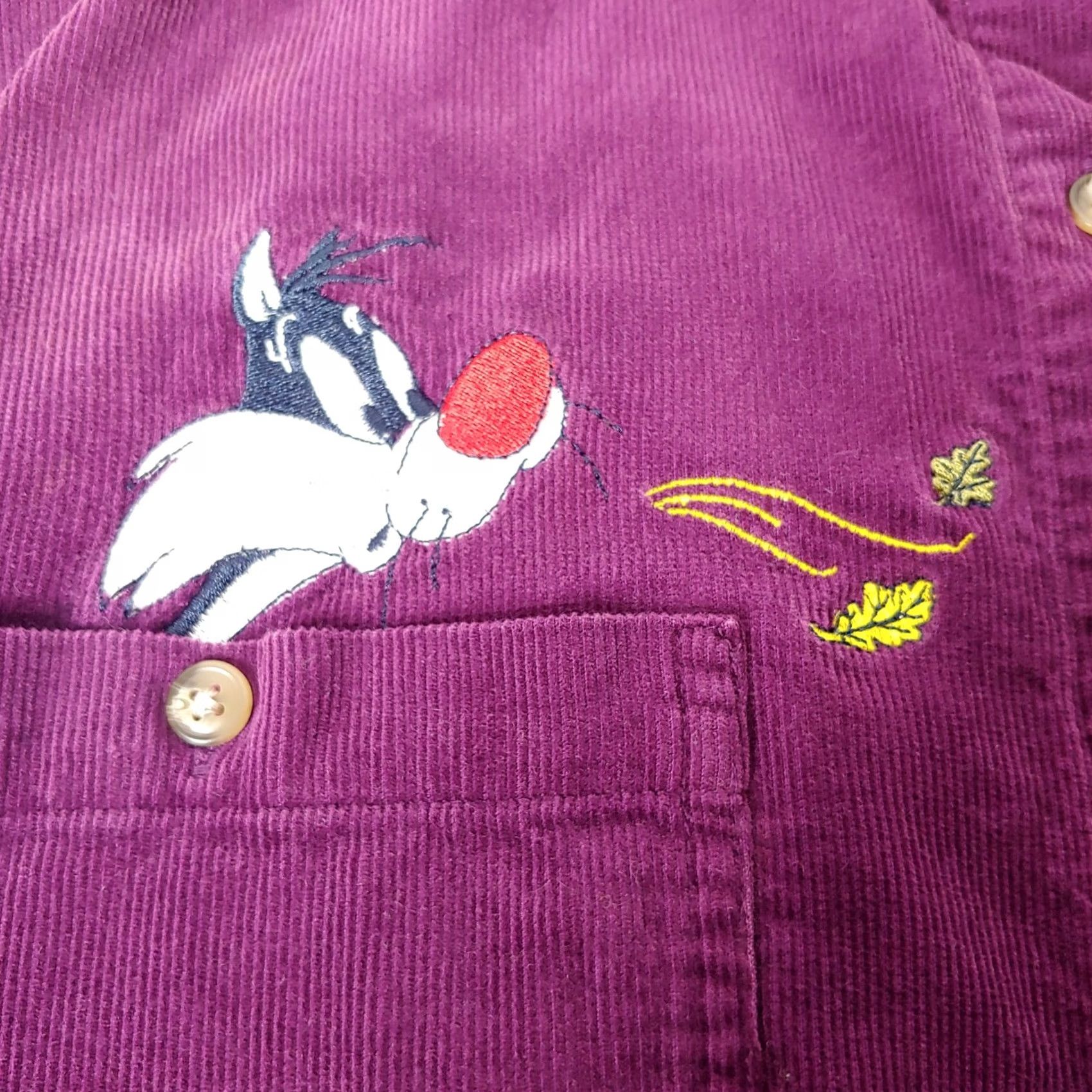 Vintage VINTAGE Looney Tunes Shirt Medium Long Sleeve Corduroy Purple Collared Button-Up Embroidered Tweety Sylvester Women M Size M / US 6-8 / IT 42-44 - 4 Thumbnail